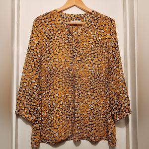 Yellow/Navy Blouse Banana Republic